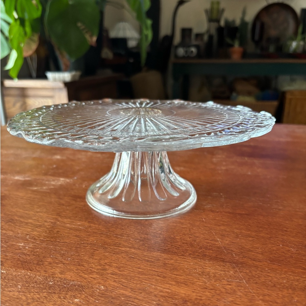 Elegant Clear Glass Cake Stand Vintage
